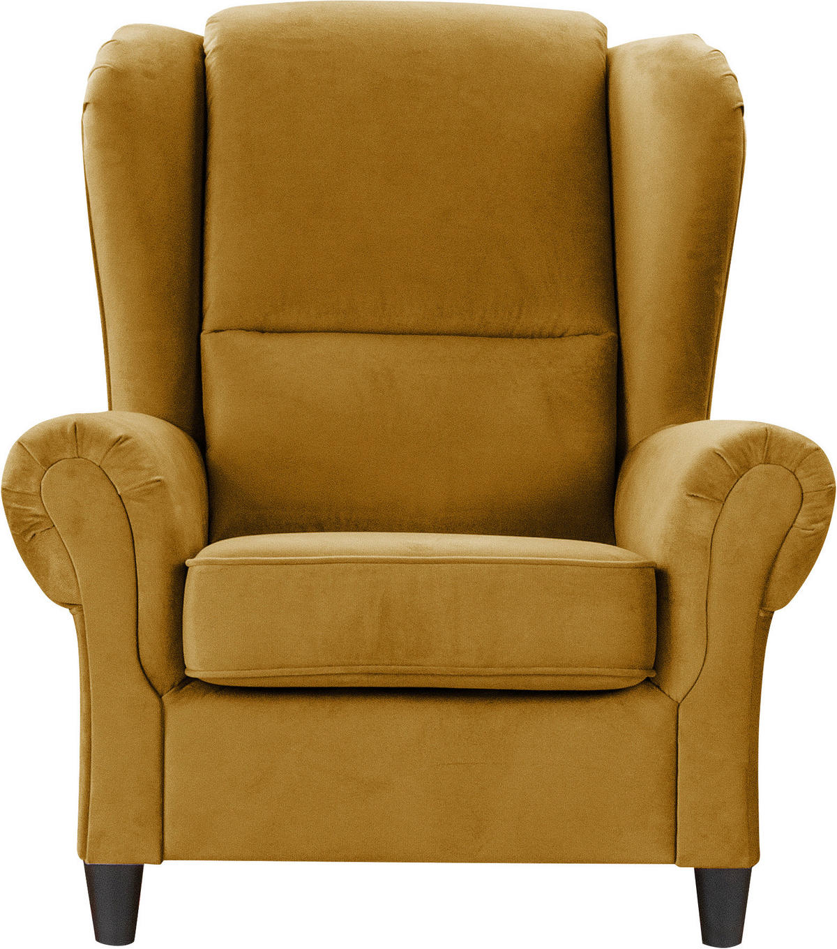 OHRENSESSEL in Plüsch Senfgelb  - Senfgelb/Schwarz, Design, Holz/Textil (94/112/92cm) - MID.YOU