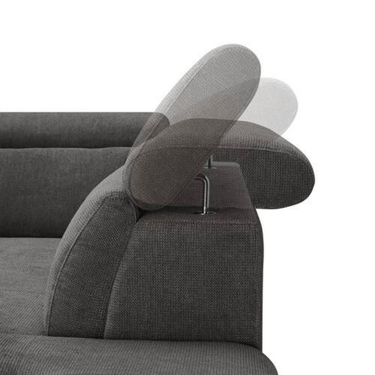 ECKSOFA in Velours Graubraun  224/254 cm  - Graubraun/Schwarz, Design, Kunststoff/Textil (224/254cm) - Stylife