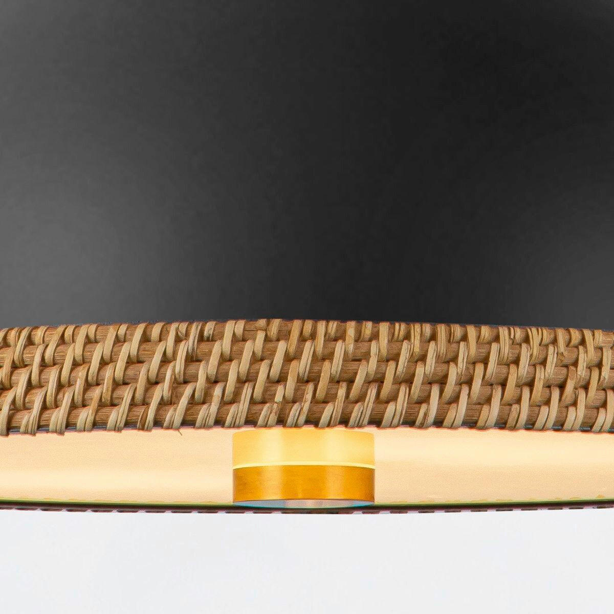 HÄNGELEUCHTE 32,4/41,7 cm  - Messingfarben/Schwarz, Natur, Glas/Holz (32,4/41,7cm) - Elstead Lighting