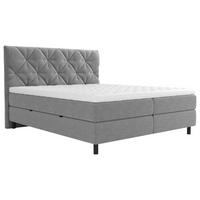 BOXBETT 160/200 cm,  in Grau, gepolstertes Kopfteil, Bettkasten, Topper, H3 = fest  - Schwarz/Grau, Design, Holz/Holzwerkstoff (160/200cm) - Esposa