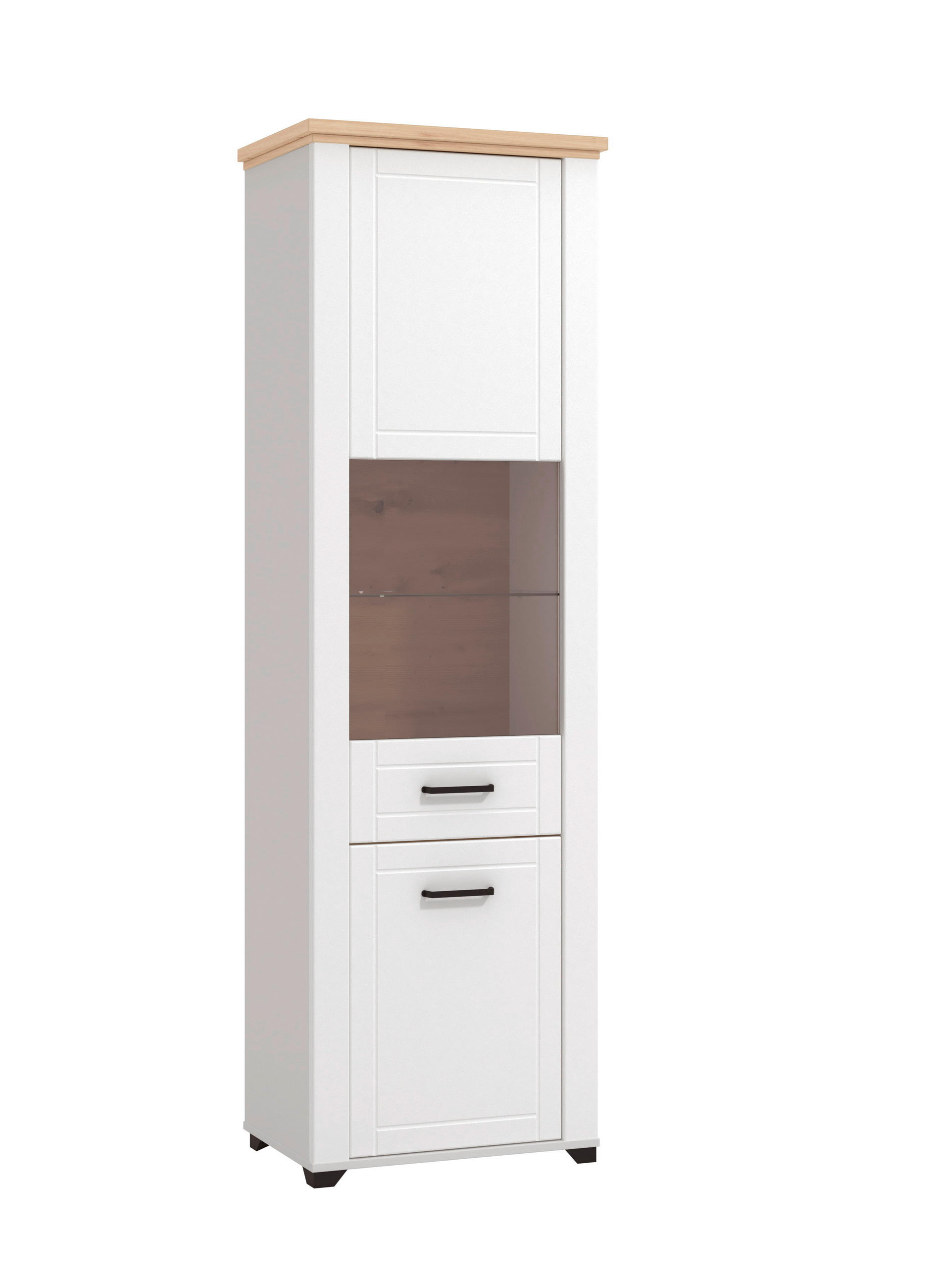 VITRÍNA, bílá, dub artisan, 61/194/41 cm - bílá/černá, Basics, kompozitní dřevo/plast (61/194/41cm) - Landscape