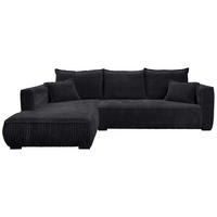 ECKSOFA in Cord Schwarz  208/322 cm  - Schwarz, MODERN, Holz/Textil (208/322cm) - Carryhome