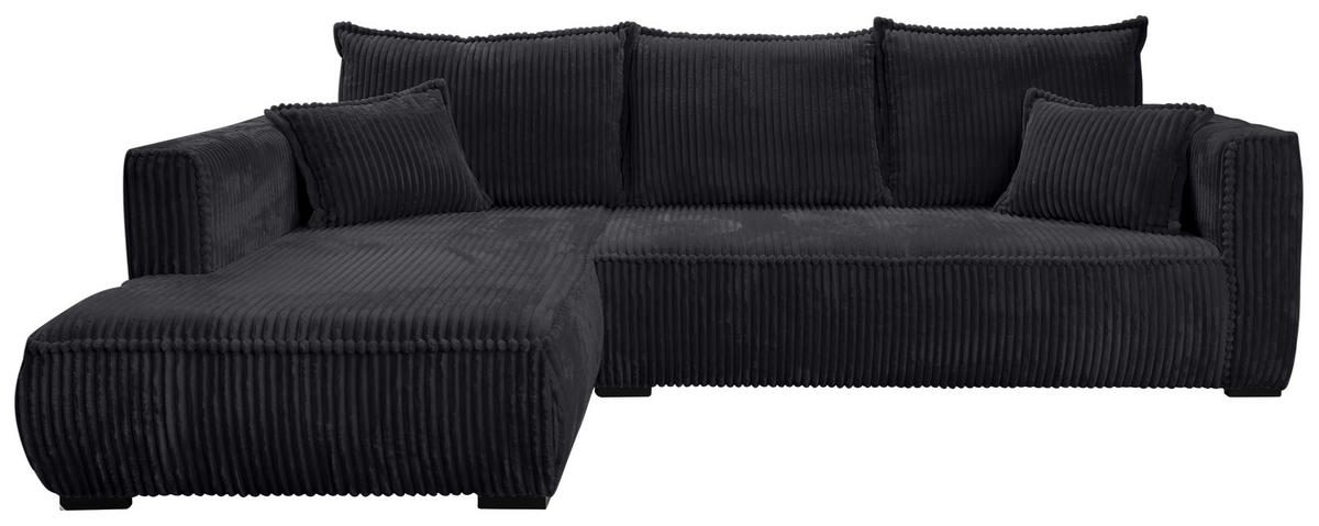 ECKSOFA in Cord Schwarz  208/322 cm  - Schwarz, MODERN, Holz/Textil (208/322cm) - Carryhome