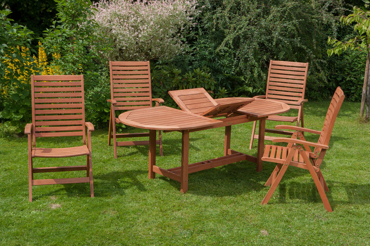 GARTENTISCHGRUPPE  - Akaziefarben, ROMANTIK / LANDHAUS, Holz - Gardenson