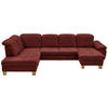 WOHNLANDSCHAFT Hellrot Mikrofaser  - Wildeiche/Hellrot, KONVENTIONELL, Holz/Textil (243/343/185cm) - Voleo