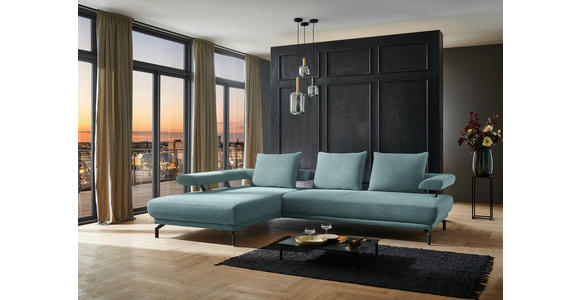 ECKSOFA in Chenille Türkis 224/305 cm - Türkis/Schwarz, Design, Textil/Metall (224/305cm) - Dieter Knoll