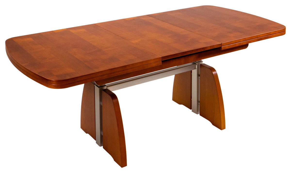 COUCHTISCH Kirschbaum furniert 125-245/75/55-74 cm rechteckig Kirschbaumfarben, Silberfarben  - Kirschbaumfarben/Silberfarben, KONVENTIONELL, Holz/Metall (125-245/75/55-74cm) - Venda