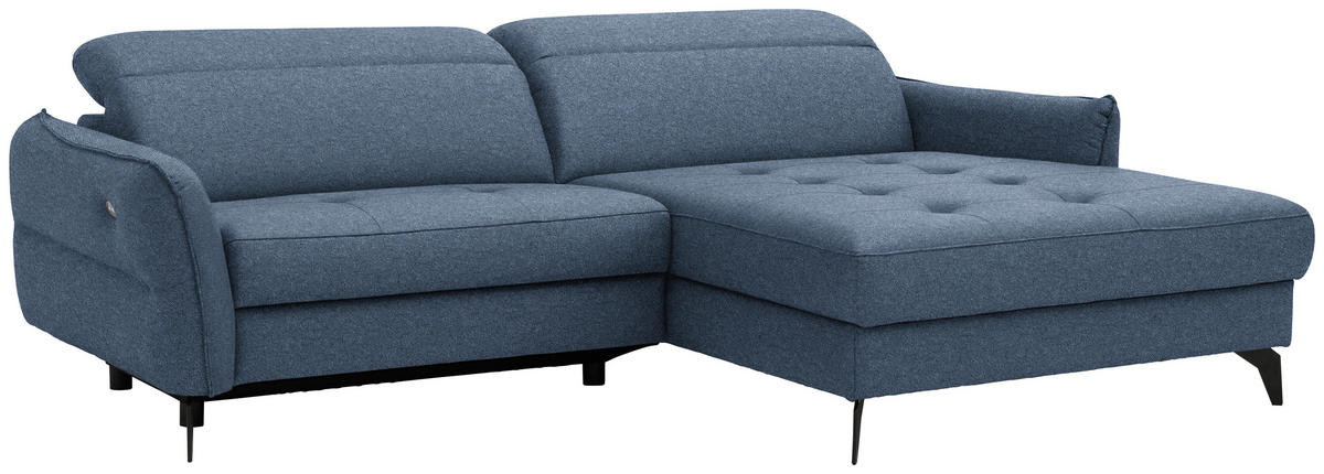 ECKSOFA Flachgewebe Blau  - Blau/Schwarz, Design, Textil/Metall (246/175cm) - Celina