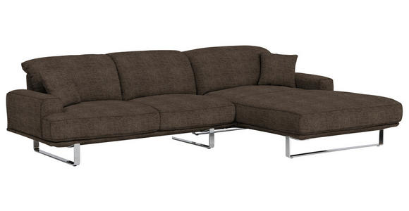 ECKSOFA in Webstoff Mokka  - Mokka, Design, Textil/Metall (304/184cm) - Dieter Knoll