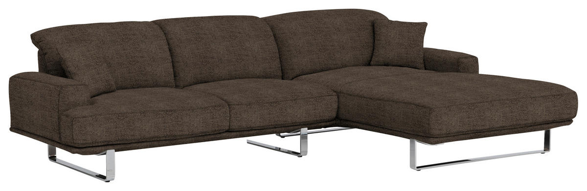 ECKSOFA in Webstoff Mokka  - Mokka, Design, Textil/Metall (304/184cm) - Dieter Knoll