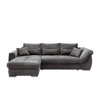 ECKSOFA Grau Cord Bettkasten, Nierenkissen, Rückenkissen, Zierkissen  - Chromfarben/Grau, MODERN, Textil/Metall (188/302cm) - MID.YOU
