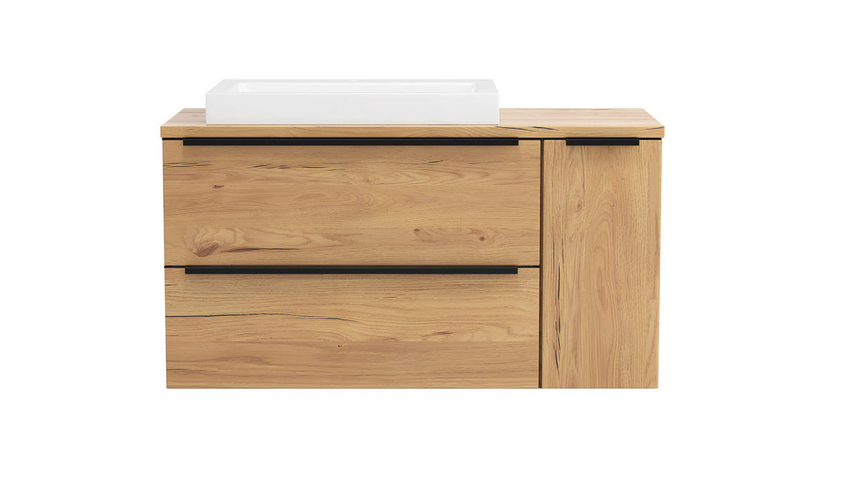 WASCHTISCHKOMBI 105 cm  - Wildeiche/Schwarz, KONVENTIONELL, Keramik/Holzwerkstoff (105cm) - Xora