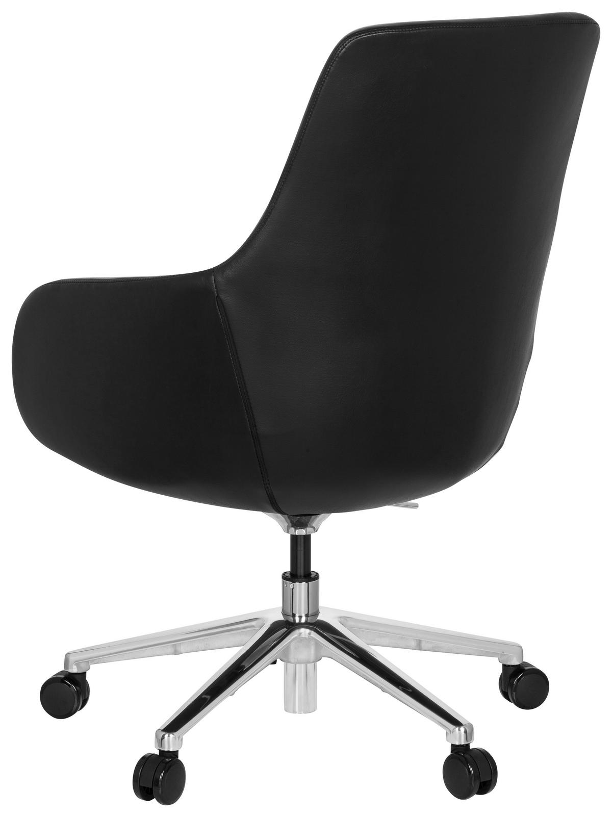 DREHSTUHL Lederlook Schwarz  - Schwarz/Alufarben, MODERN, Leder/Kunststoff (65/104/54cm) - MID.YOU