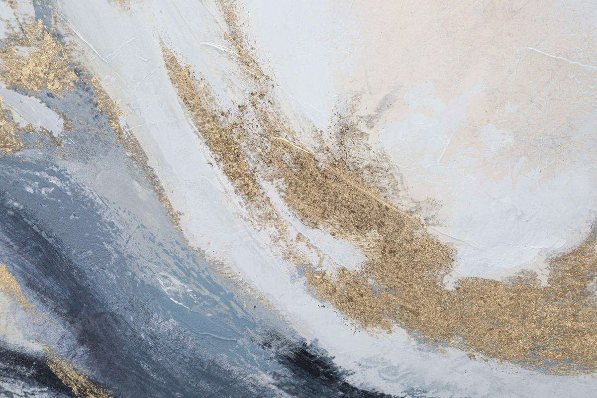 LEINWANDBILD Abstraktes Blau, Grau, Goldfarben  - Blau/Goldfarben, Basics, Holz/Textil (150/80/2.7cm)