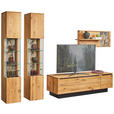 WOHNWAND  in Eichefarben  298/205,7/53,7 cm  - Eichefarben/Schwarz, Natur, Glas/Holz (298/205,7/53,7cm) - Valnatura
