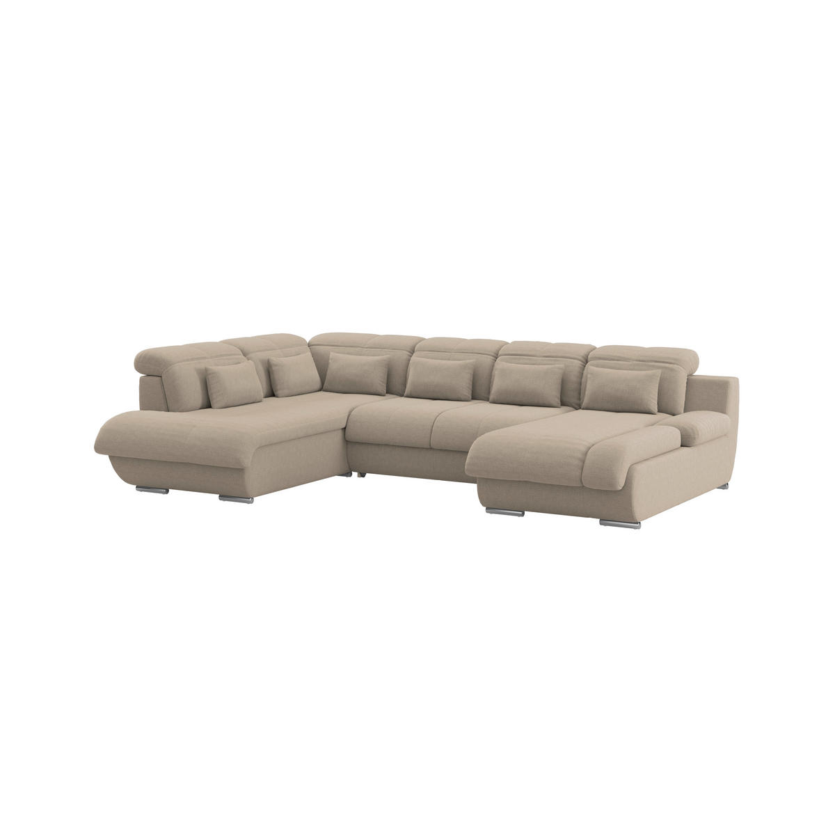 WOHNLANDSCHAFT MULTI Braun Chenille  - Chromfarben/Braun, MODERN, Textil/Metall (228/345/184cm) - Livetastic