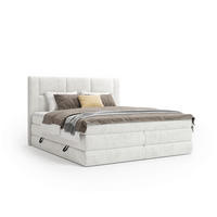 BOXSPRINGBETT 180/200 cm,  in Creme, Weiß, gepolstertes Kopfteil, Bettkasten, Topper, Wendematratze mit unterschiedlichen Härtegraden, H2 + H3 = mittel + fest  - Creme/Schwarz, Design, Kunststoff/Textil (180/200cm) - Esposa