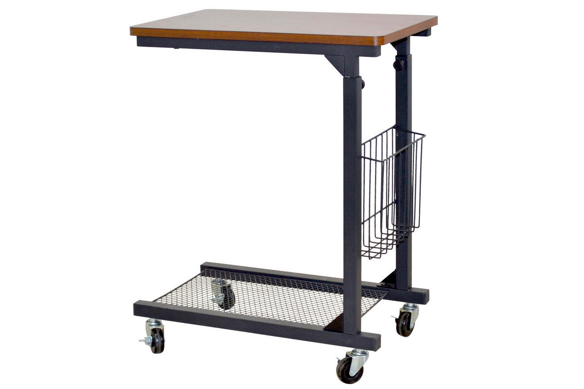 BEISTELLTISCH 49/30/61-81 cm Schwarz, Nussbaumfarben rechteckig  - Nussbaumfarben/Schwarz, Design, Holzwerkstoff/Kunststoff (49/30/61-81cm) - MID.YOU