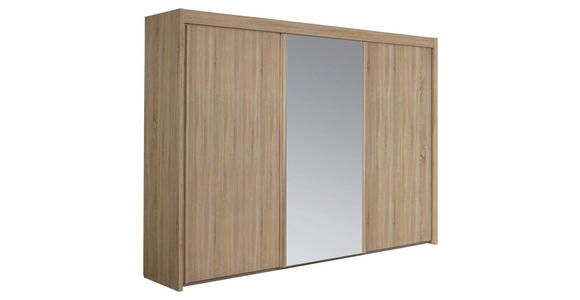 SCHWEBETÜRENSCHRANK in Sonoma Eiche - Sonoma Eiche, Basics, Glas/Holzwerkstoff (280/223/65cm) - Cantus