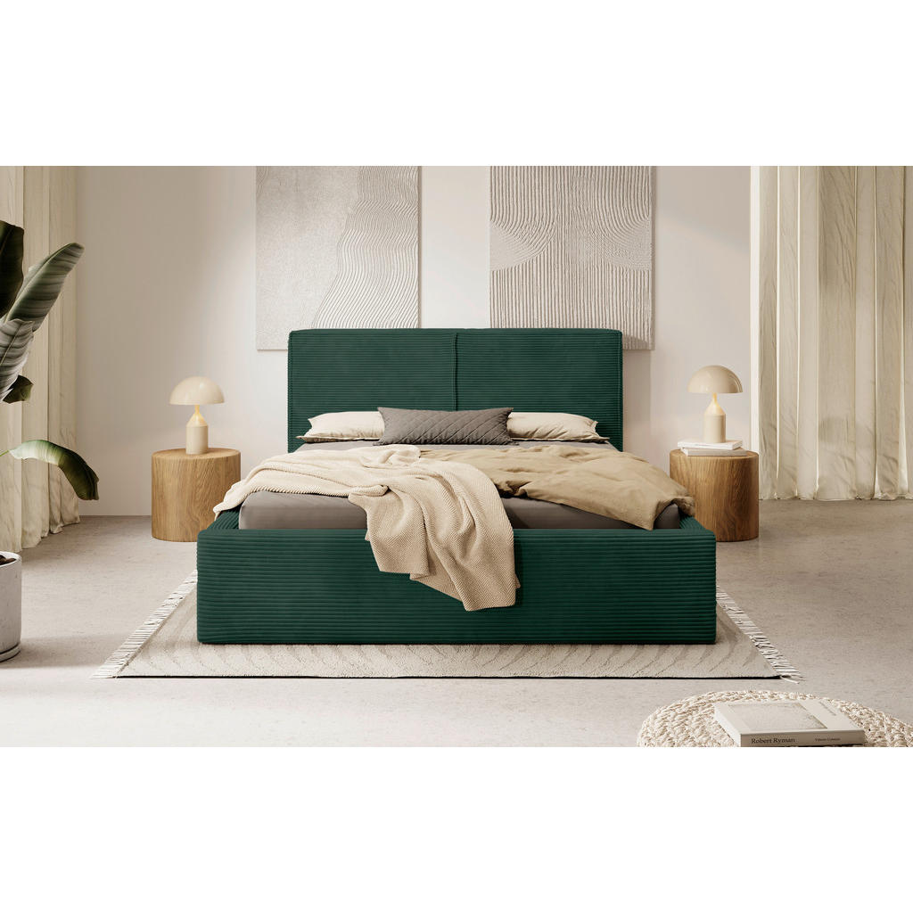 P & B ČALÚNENÁ POSTEĽ, 140/200 cm, tmavozelená
