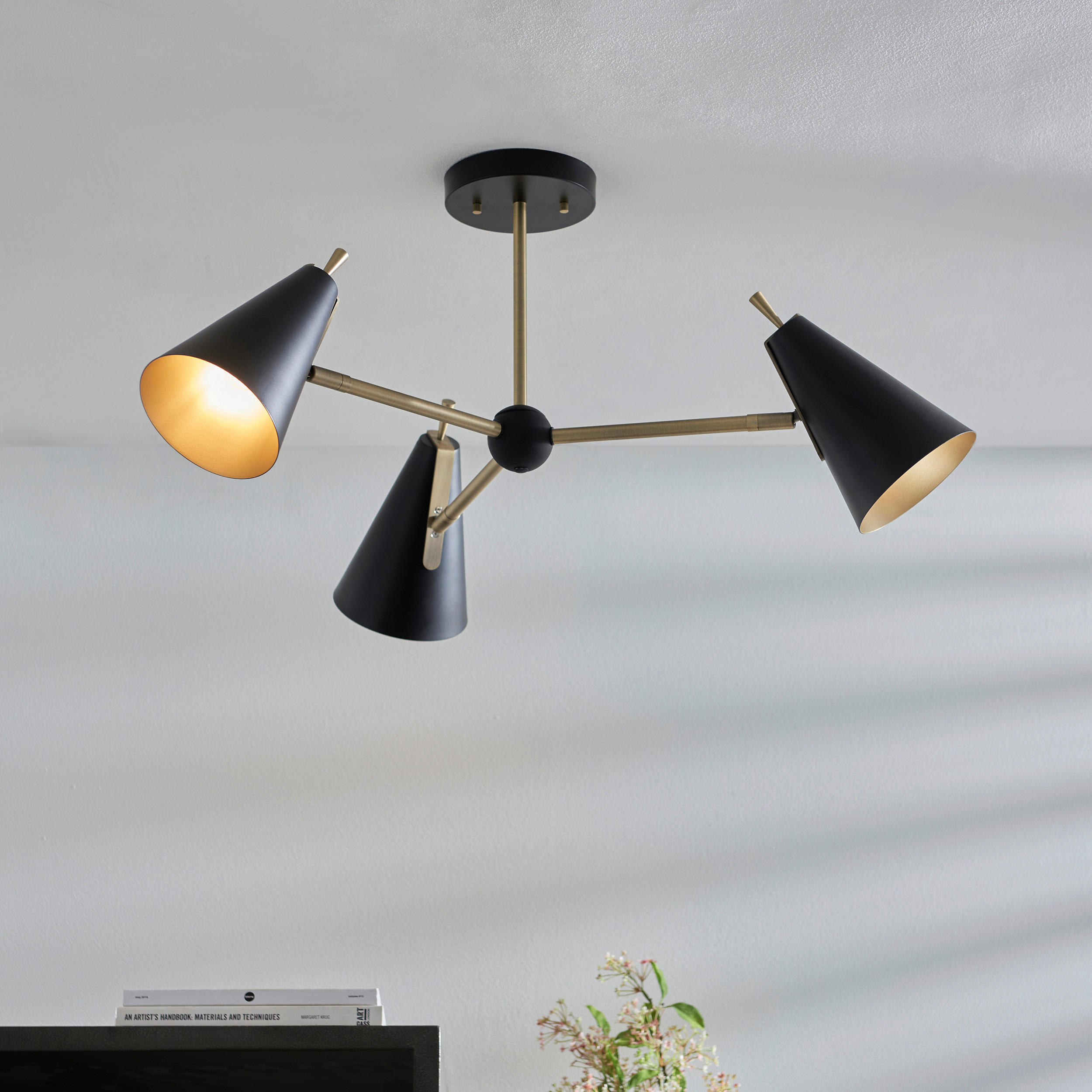 DECKENLEUCHTE  83/37.7 cm    - Chromfarben/Messingfarben, Design, Metall (83/37.7cm) - ENDON