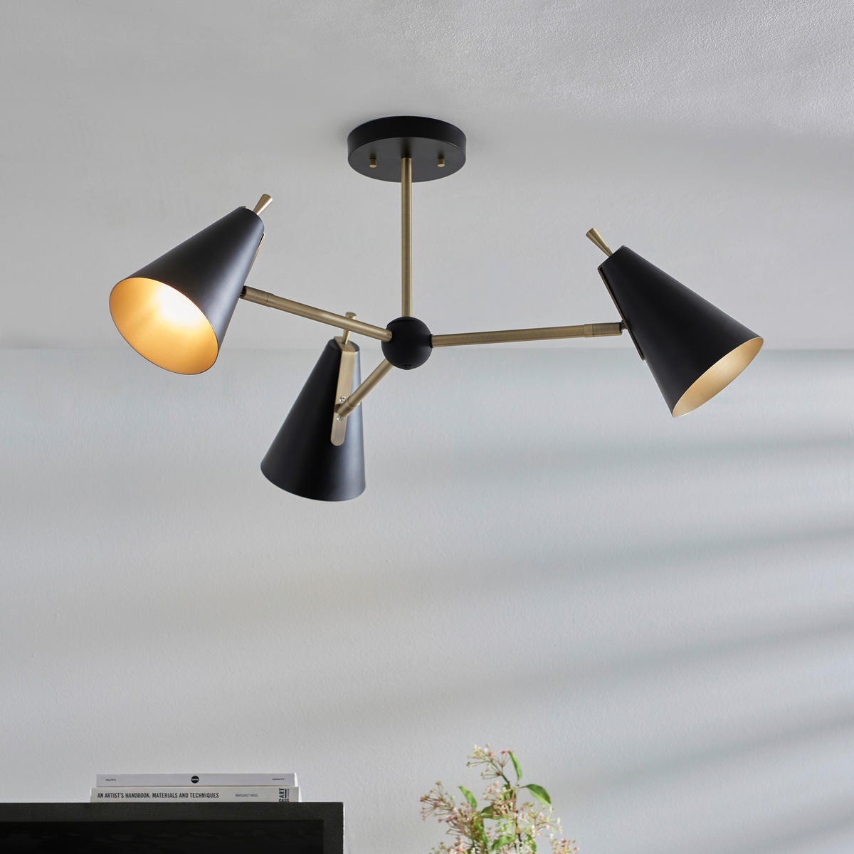 DECKENLEUCHTE  83/37.7 cm    - Chromfarben/Messingfarben, Design, Metall (83/37.7cm) - ENDON