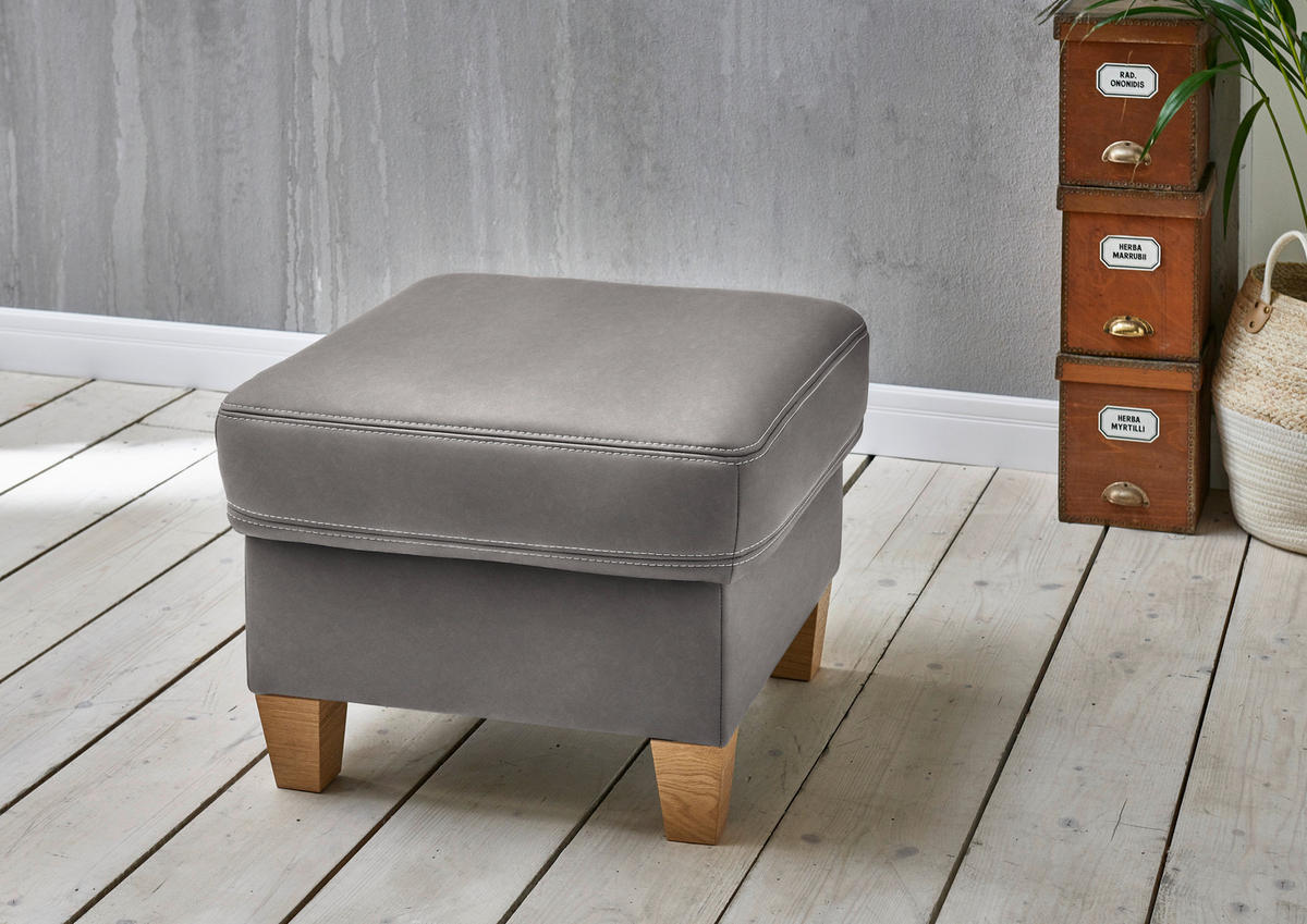 ECKSOFA  in Echtleder Grau  235/274 cm  - Eichefarben/Beige, KONVENTIONELL, Leder/Holzwerkstoff (235/274cm) - Beldomo Premium