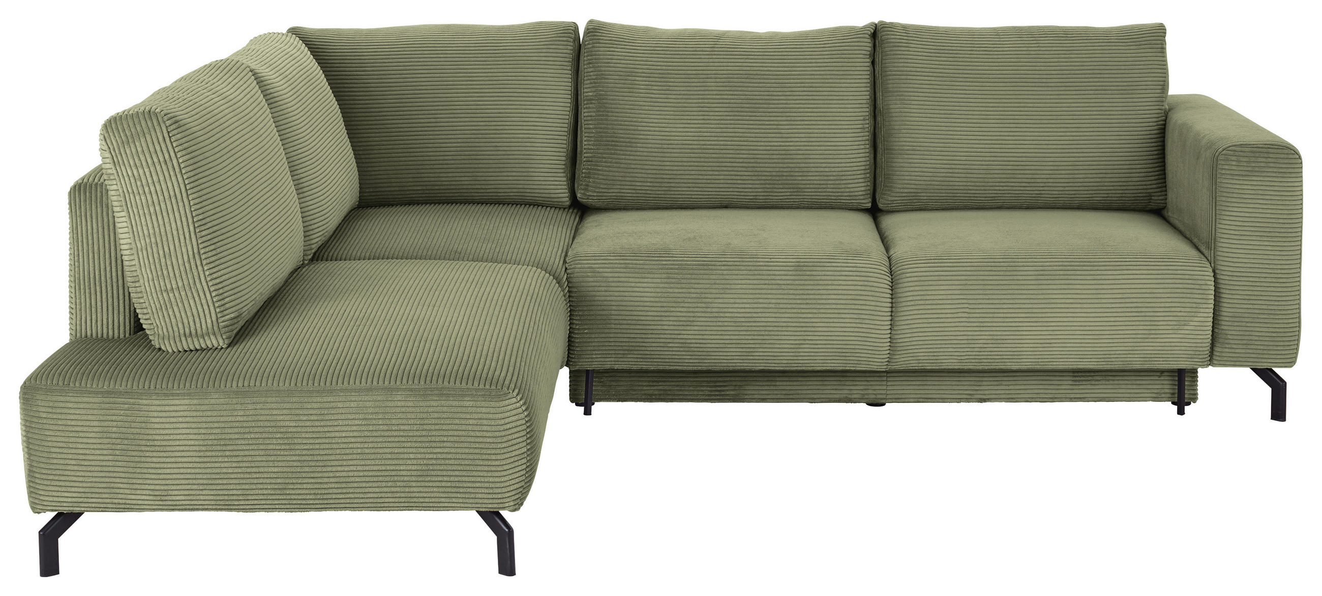 ECKSOFA Grün Cord  - Schwarz/Grün, MODERN, Textil (210/272cm) - P & B