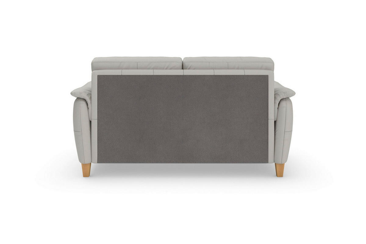 3-SITZER-SOFA PALMERA E Echtleder Hellgrau  - Eichefarben/Hellgrau, Basics, Leder/Holz (179/89/89cm) - Sit & More