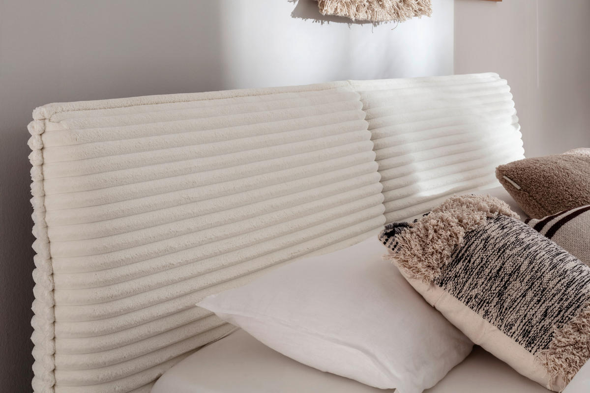 POLSTERBETT 180/200 cm  in Creme  - Creme/Schwarz, Trend, Textil/Metall (180/200cm) - MID.YOU