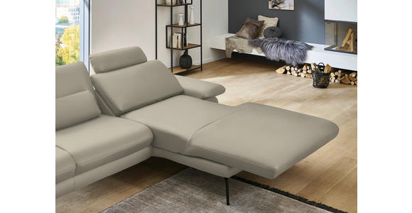 ECKSOFA Beldomo Premium in Echtleder Ecru  310/180 cm  - Ecru/Schwarz, Design, Leder/Metall (310/180cm) - Dieter Knoll