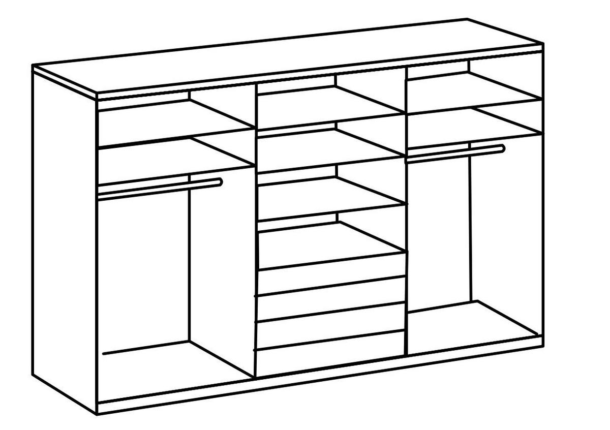 SCHWEBETÜRENSCHRANK in Weiss, Silberfarben  - Chromfarben/Weiss, Modern, Holzwerkstoff/Metall (300/236/65cm) - MID.YOU