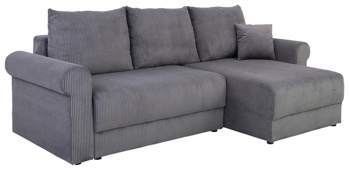 ROHOVÁ SEDAČKA, textil, dřevo, kov, tmavě šedá - černá/tmavě šedá, Konvenční, kov/dřevo (245/92/145cm) - Carryhome