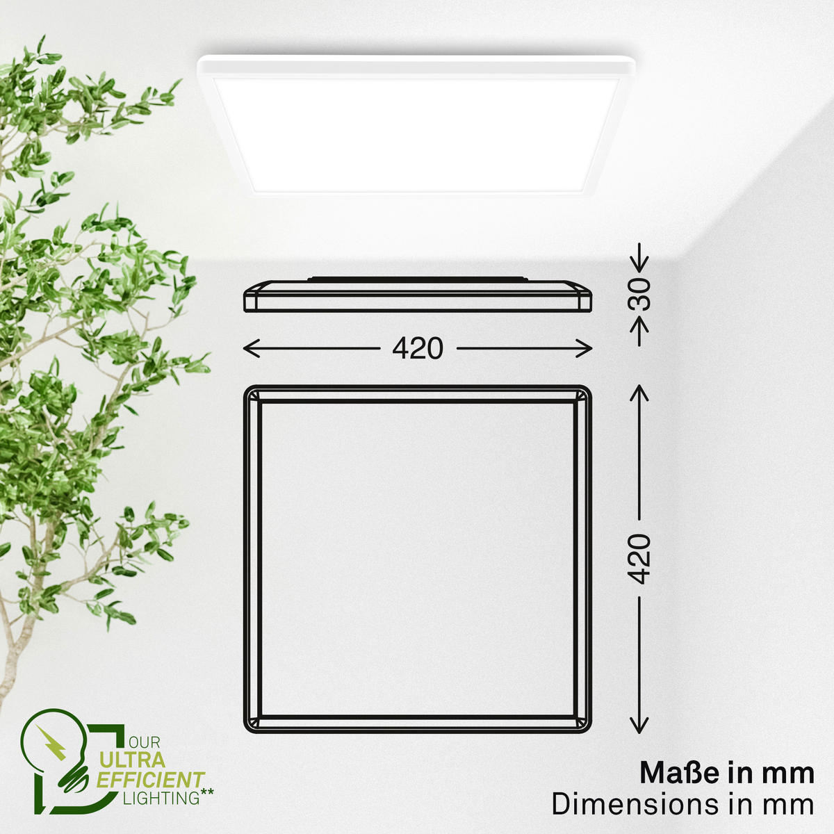 LED-PANEEL Tava A 42/42/3 cm   - Weiß, Basics, Kunststoff (42/42/3cm) - Briloner