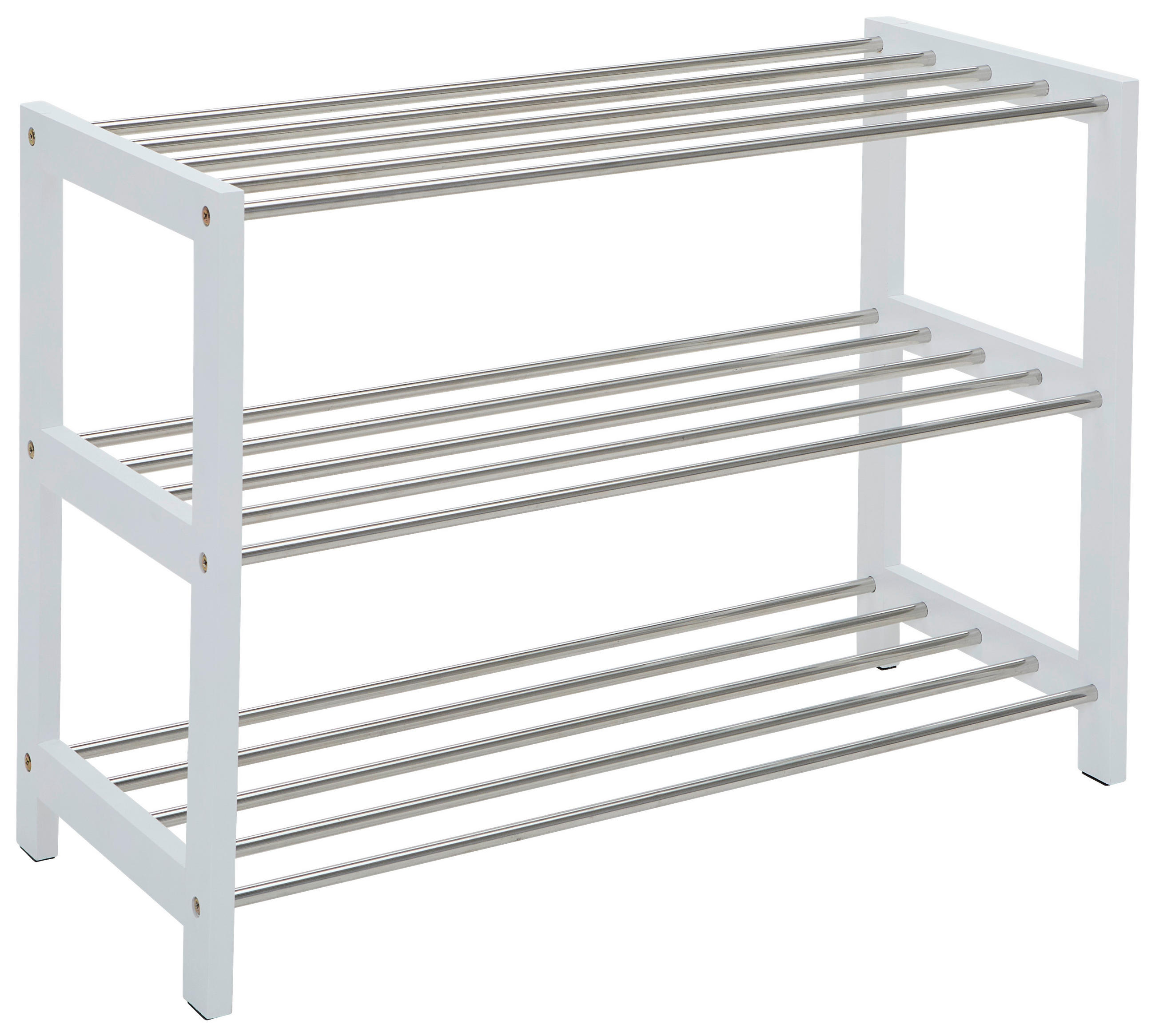 SCHUHREGAL Silberfarben, Weiß  - Silberfarben/Weiß, Basics, Holzwerkstoff/Metall (77,8/55.8/34.4cm) - Carryhome