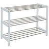 SCHUHREGAL Silberfarben, Weiß  - Silberfarben/Weiß, Basics, Holzwerkstoff/Metall (77,8/55.8/34.4cm) - Carryhome
