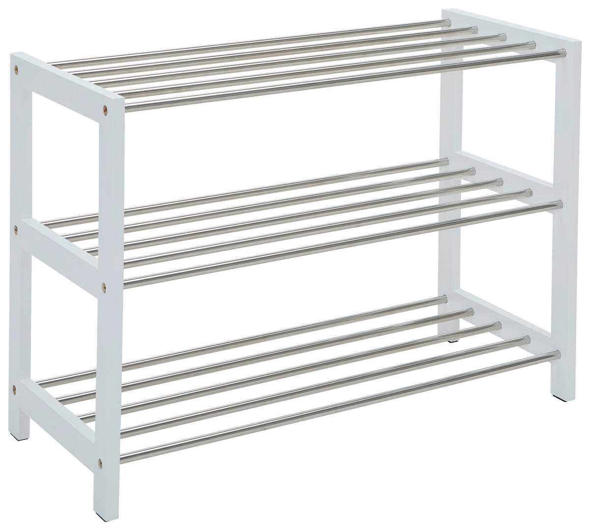 SCHUHREGAL Silberfarben, Weiß  - Silberfarben/Weiß, Basics, Holzwerkstoff/Metall (77,8/55.8/34.4cm) - Carryhome