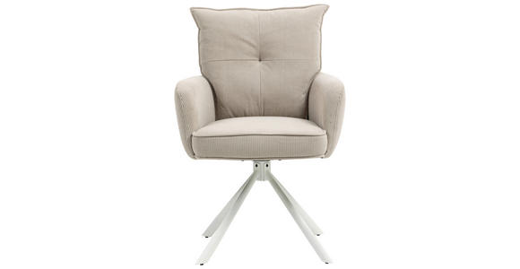 ARMLEHNSTUHL in Feincord - Taupe/Creme, Design, Textil/Metall (61/95/67cm) - Novel
