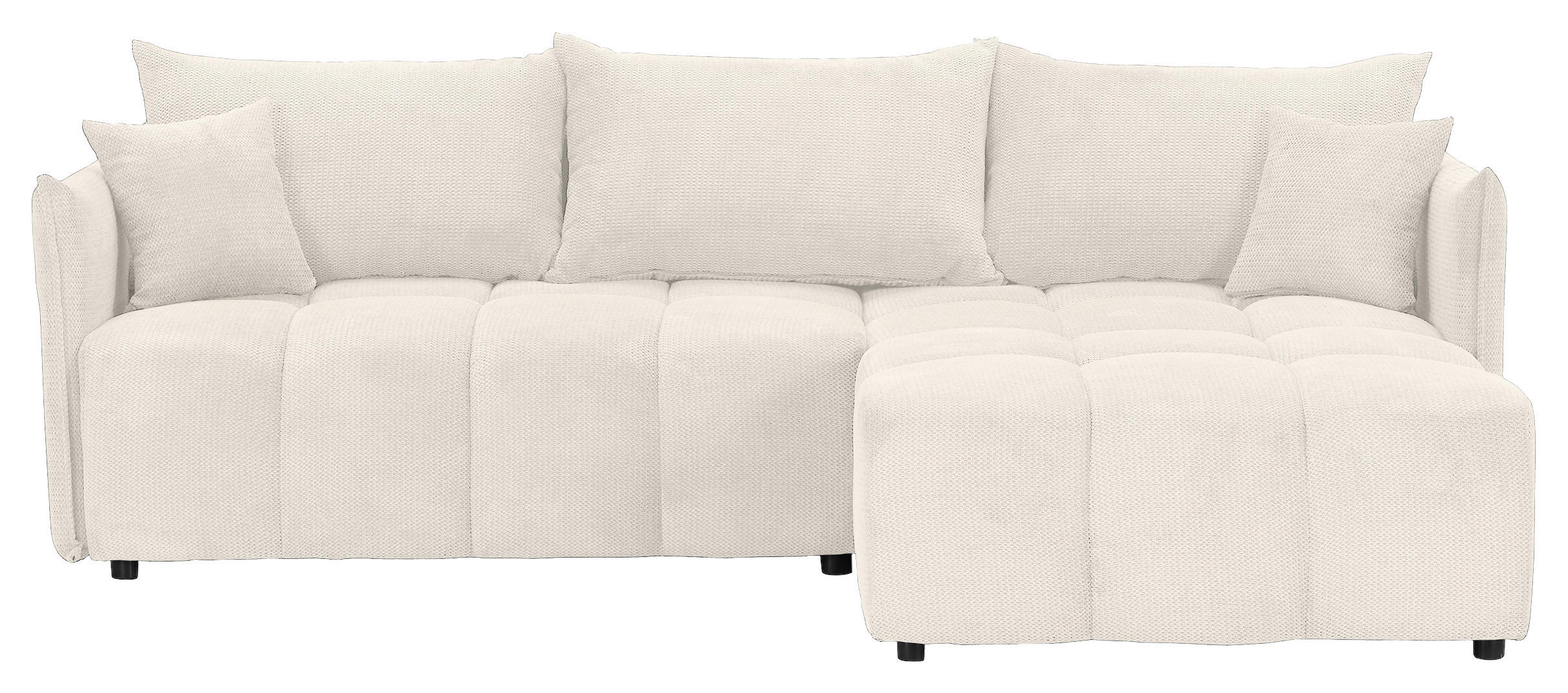 ECKSOFA Creme Plüsch Zierkissen, Rückenkissen, Bettkasten, Schlaffunktion, Rücken echt, Liegefläche im Originalstoff  - Creme/Schwarz, KONVENTIONELL, Kunststoff/Textil (253/192cm) - Carryhome
