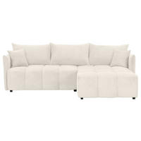 ECKSOFA Creme Plüsch Zierkissen, Rückenkissen, Bettkasten, Schlaffunktion, Rücken echt, Liegefläche im Originalstoff  - Creme/Schwarz, KONVENTIONELL, Kunststoff/Textil (253/192cm) - Carryhome