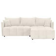 ECKSOFA Creme Plüsch Zierkissen, Rückenkissen, Bettkasten, Schlaffunktion, Rücken echt, Liegefläche im Originalstoff  - Creme/Schwarz, KONVENTIONELL, Kunststoff/Textil (253/192cm) - Carryhome