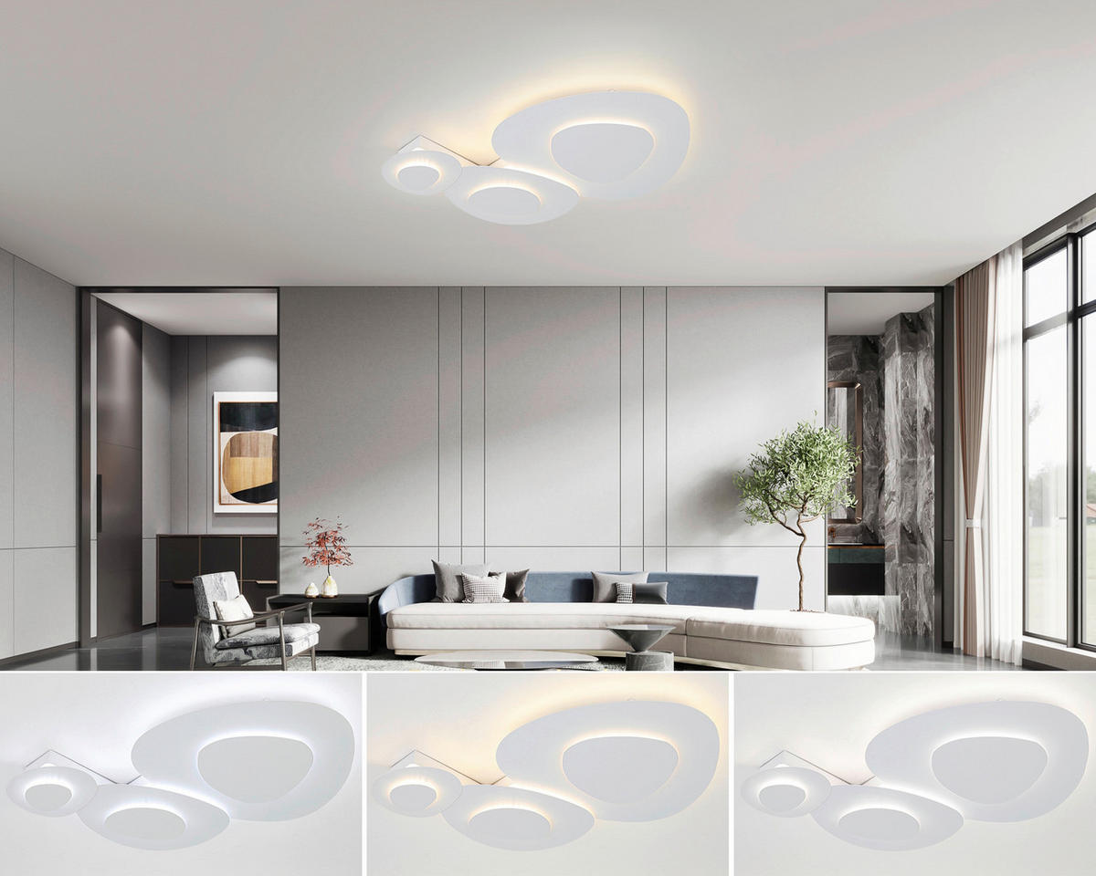 DECKENLEUCHTE    60/45/6 cm  - Weiß, Design, Kunststoff/Metall (60/45/6cm) - Collet's Monde