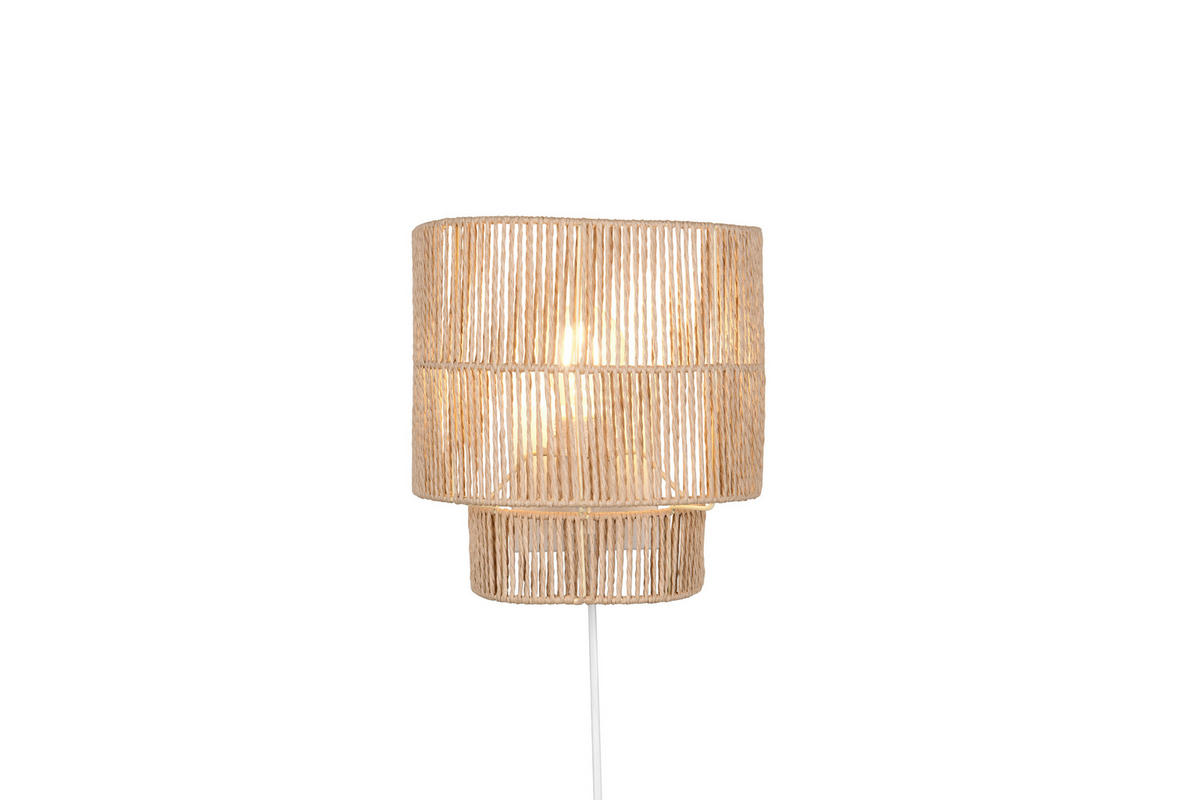 WANDLEUCHTE - Weiss/Braun, Natur, Papier (24,5/24,5/14cm)