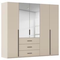DREHTÜRENSCHRANK 251/223/60 cm,  in Champagner, 5-türig  - Champagner/Graphitfarben, Design, Glas/Holzwerkstoff (251/223/60cm) - home24