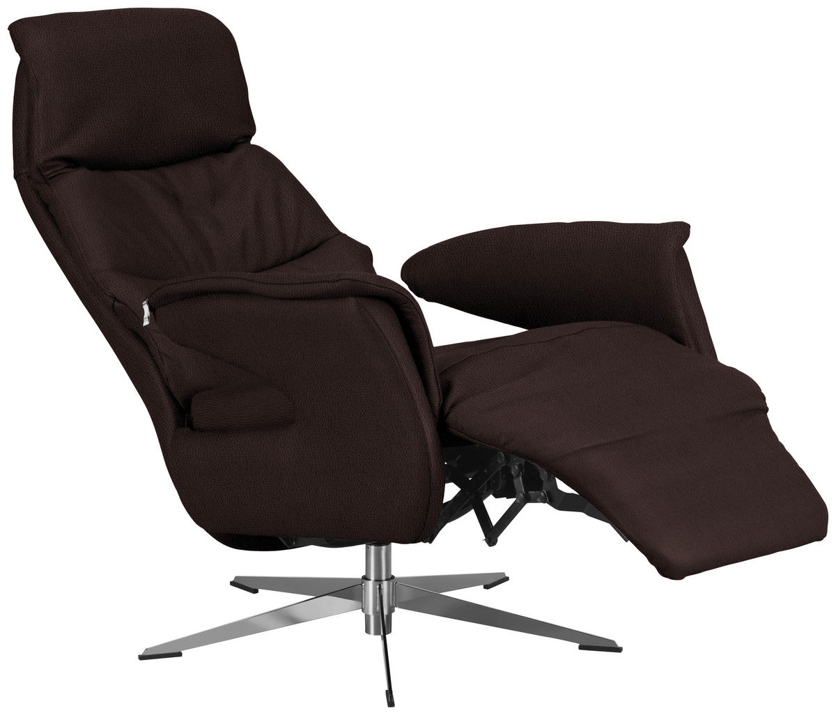 RELAXSESSEL in Leder Dunkelbraun  - Chromfarben/Dunkelbraun, Design, Leder/Metall (74/108/86cm) - Welnova