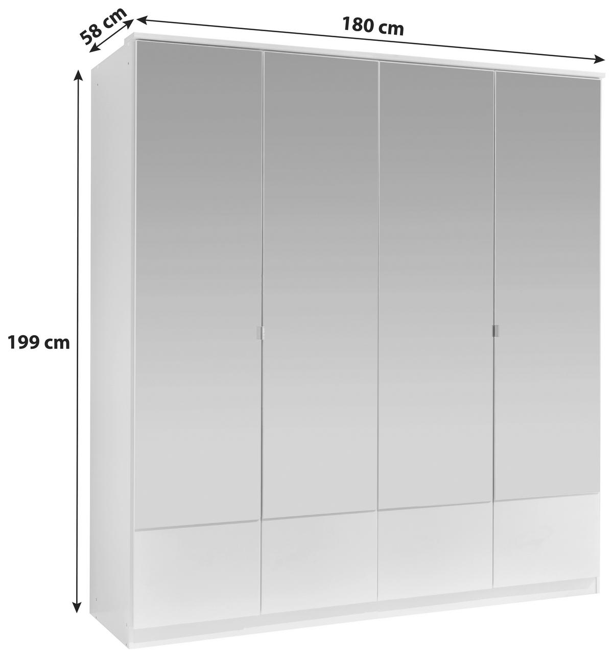 DREHTÜRENSCHRANK in Weiss  - Weiss/Alufarben, Konventionell, Glas/Holzwerkstoff (180/199/58cm) - MID.YOU