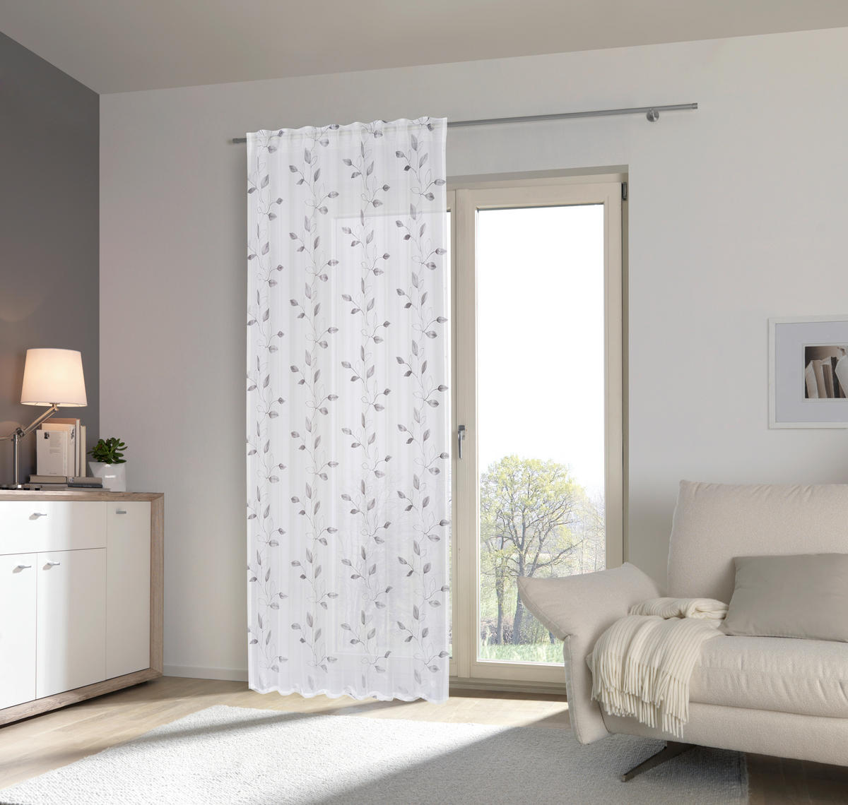 HOTOVÝ ZÁVĚS, průhledné, 135/245 cm - šedá, Trend, textil (135/245cm) - Esposa