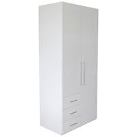 DREHTÜRENSCHRANK in Weiß, Weiß Hochglanz  - Weiß Hochglanz/Alufarben, KONVENTIONELL, Holzwerkstoff/Metall (98/218,6/59,4cm) - Xora