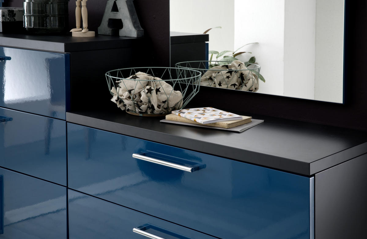 GARDEROBE 5-teilig  in 222/201/35 cm  - Anthrazit/Petrol, Design, Glas/Holzwerkstoff (222/201/35cm) - Moderano