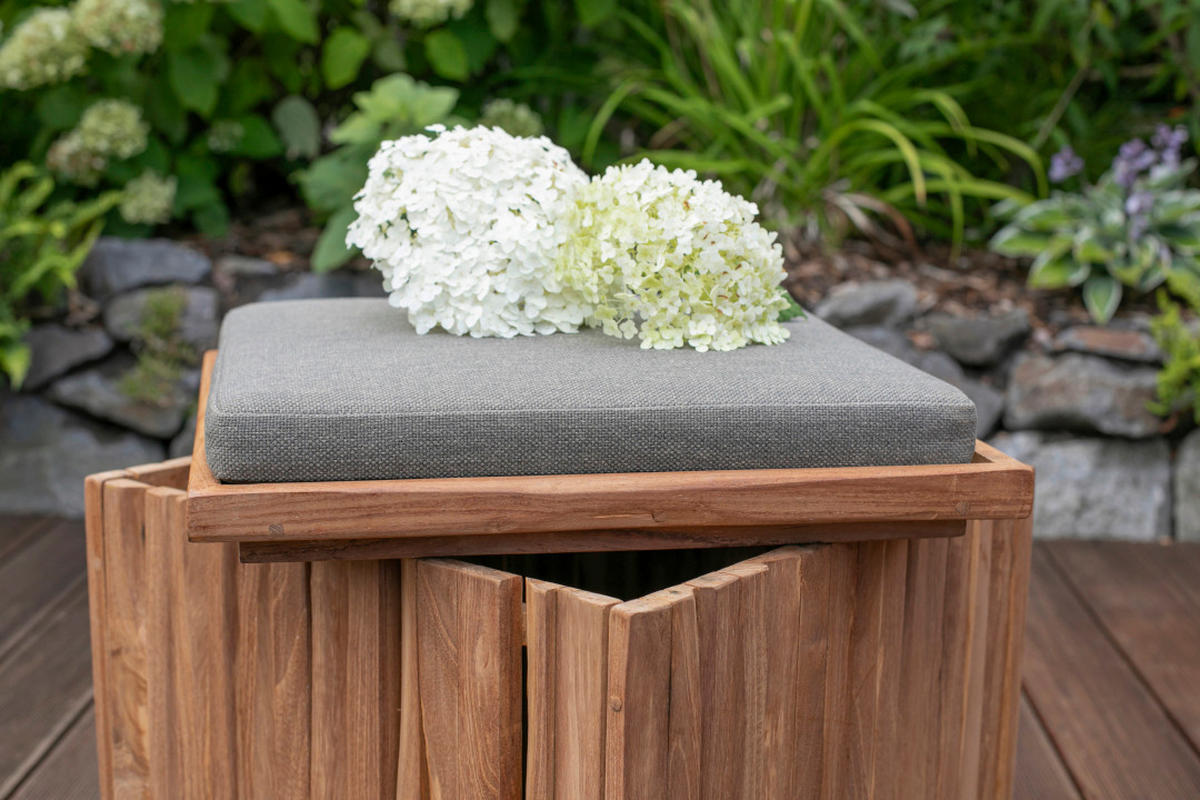 GARTENHOCKER  - Taupe/Braun, Basics, Holz/Textil (45/45/45cm) - Gardenson
